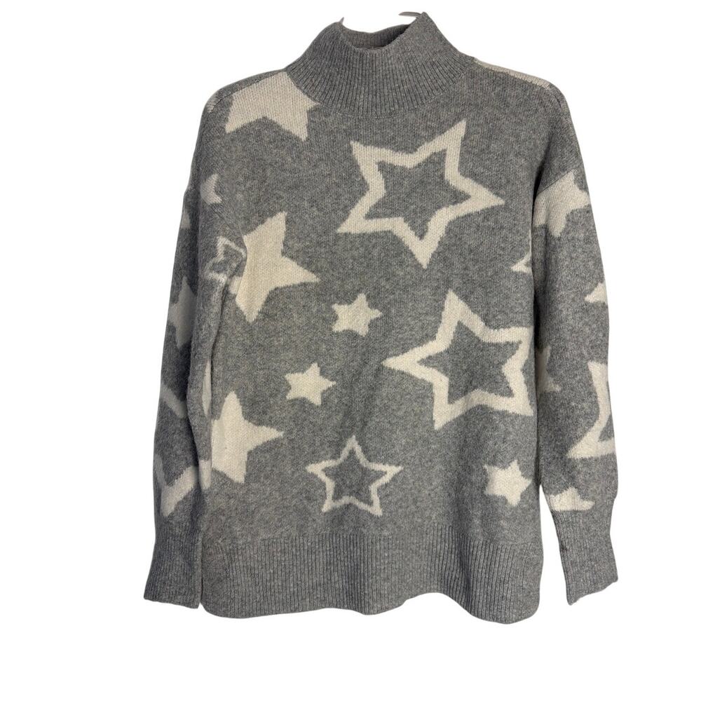 Lou & Grey Star Print Mock Neck Pullover Sweater Women Size XS Extra Small